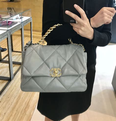 chanel 19 bag gray|chanel bag 19 price.